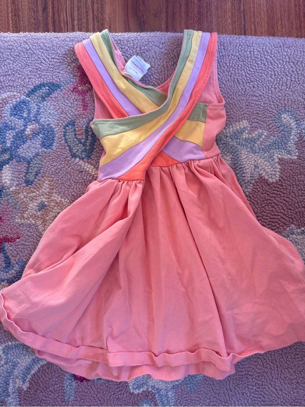Hanna Andersson Rainbow Crossback Skater Toddler Girls Dress with Pockets Peach